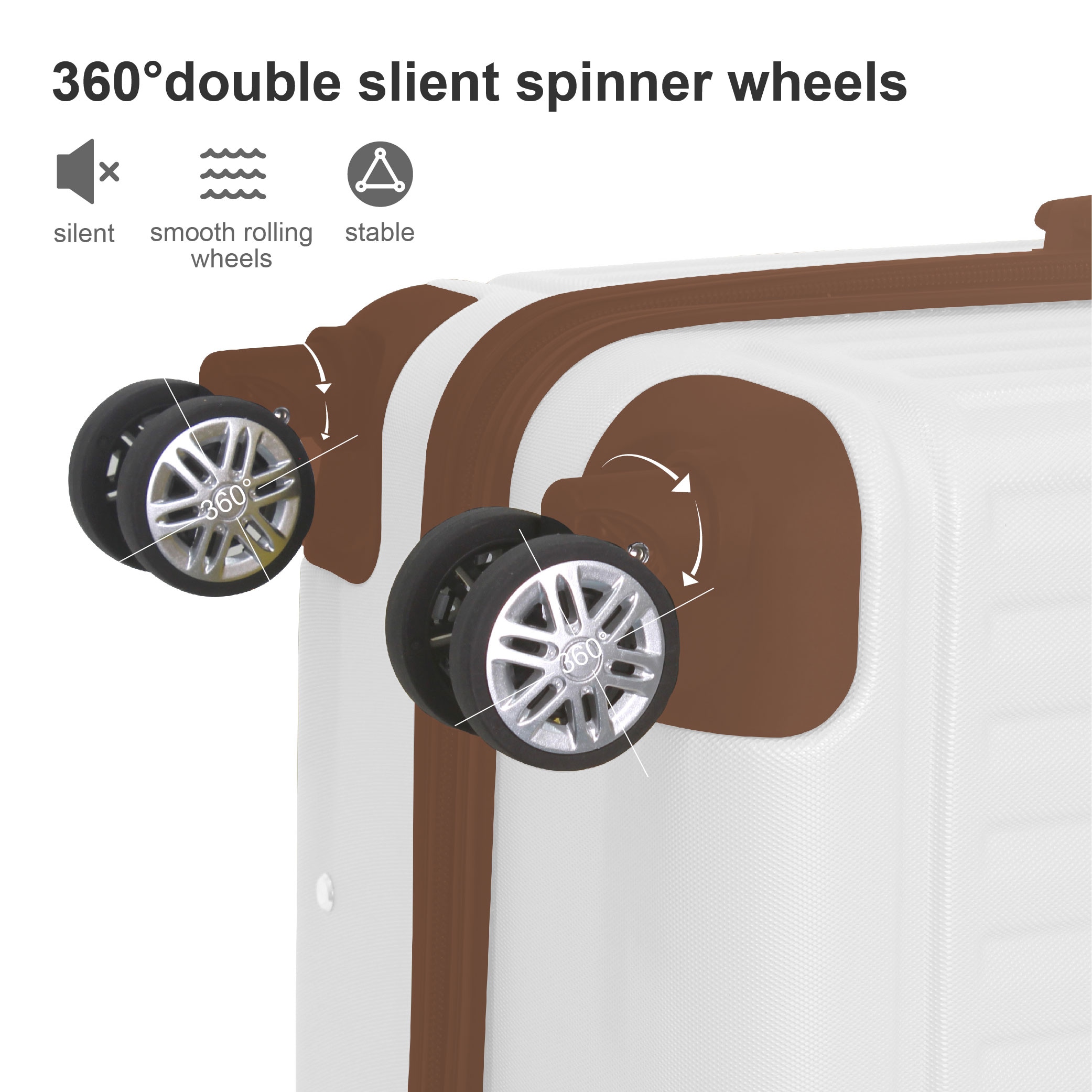 Brown 3-Piece Premium ABS Luggage Set-20", 24", And 28" Suitcases With Multi-Position Handle, Silent Spinner Wheels, And TSA-Approved Lock-Durable, Stylish, And Spacious Travel Gear_voghion.com